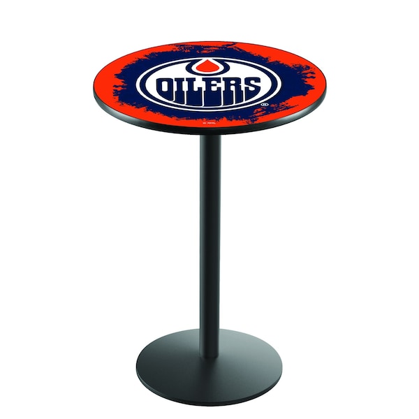 42" Blk Wrinkle Edmonton Oilers Pub Table
